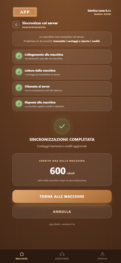 Schermata del telefono: la sincronizzazione con i suoi passi