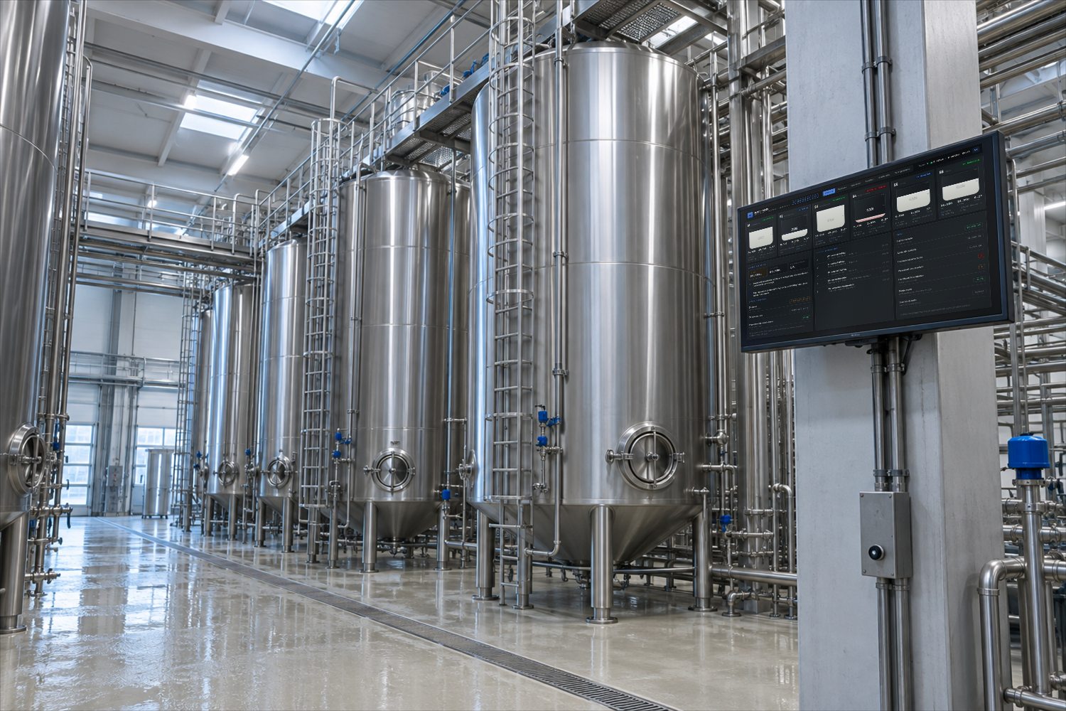 Supervision and control system for dairy plants